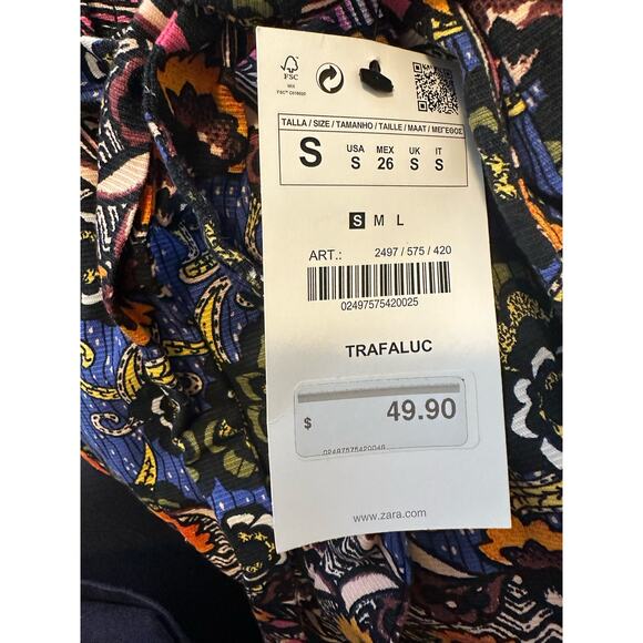 Zara multicolor floral print pull on belted shorts size small - Picture 6 of 8